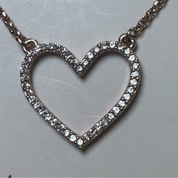 Kate Spade Rose Gold Pavé Open Heart Necklace & Stud Earrings Set NWT - Picture 3 of 6